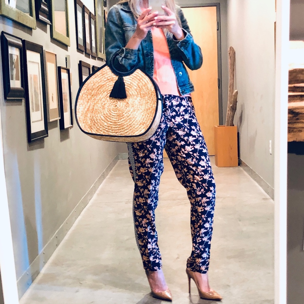 Joie 100% silk blue and peach floral pants